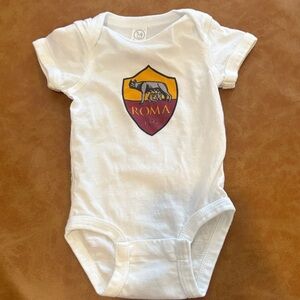 NWOT Rabbit Skins White Roma Soccer Baby Onesie - Newborn